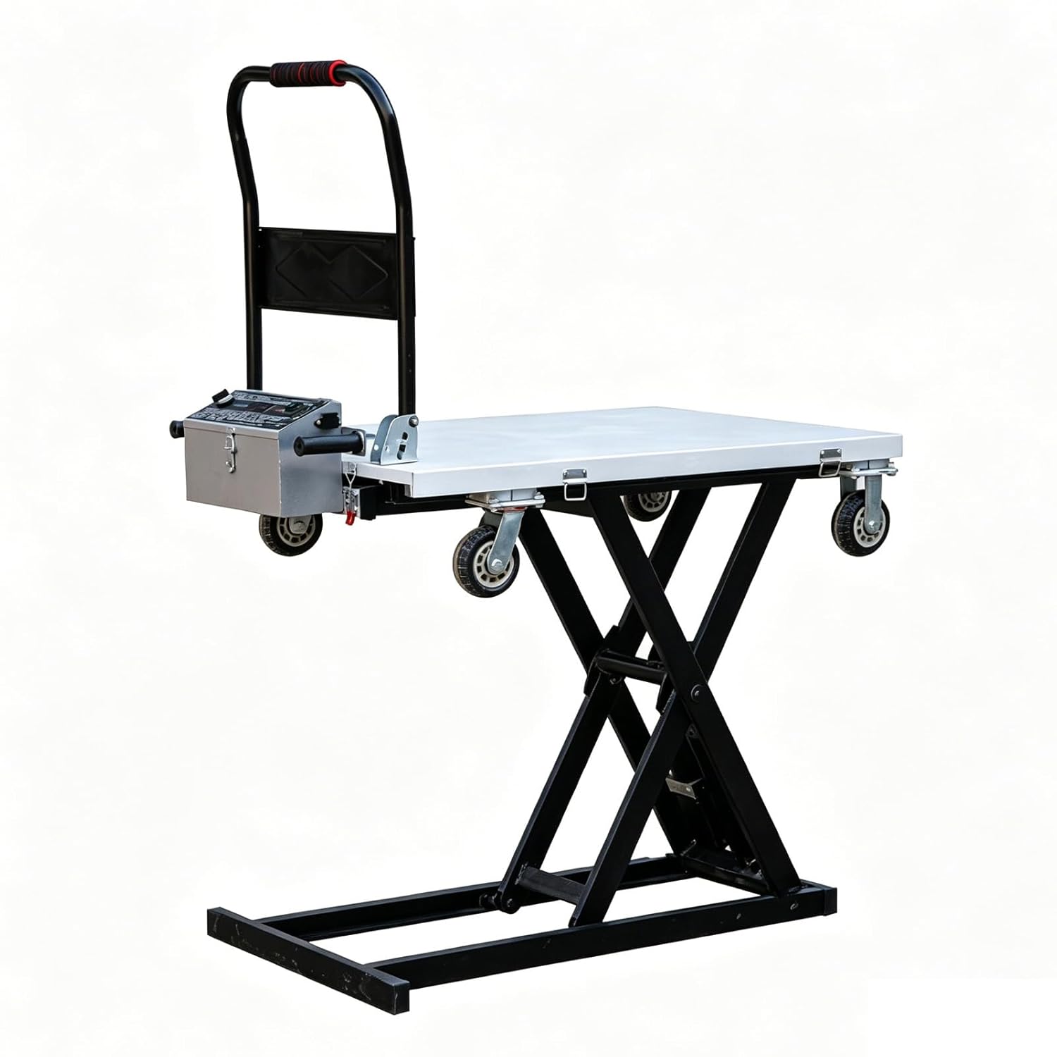 Electric Lift Table Cart, Electric Scissor Lift Table, Portable Electric Lifting Flatbed Handcart for Material Handling (Yellow, 43" Lifting)