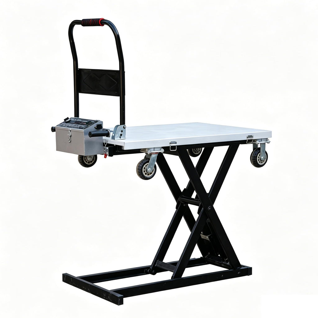 Electric Lift Table Cart, Electric Scissor Lift Table, Portable Electric Lifting Flatbed Handcart for Material Handling (Yellow, 43" Lifting)