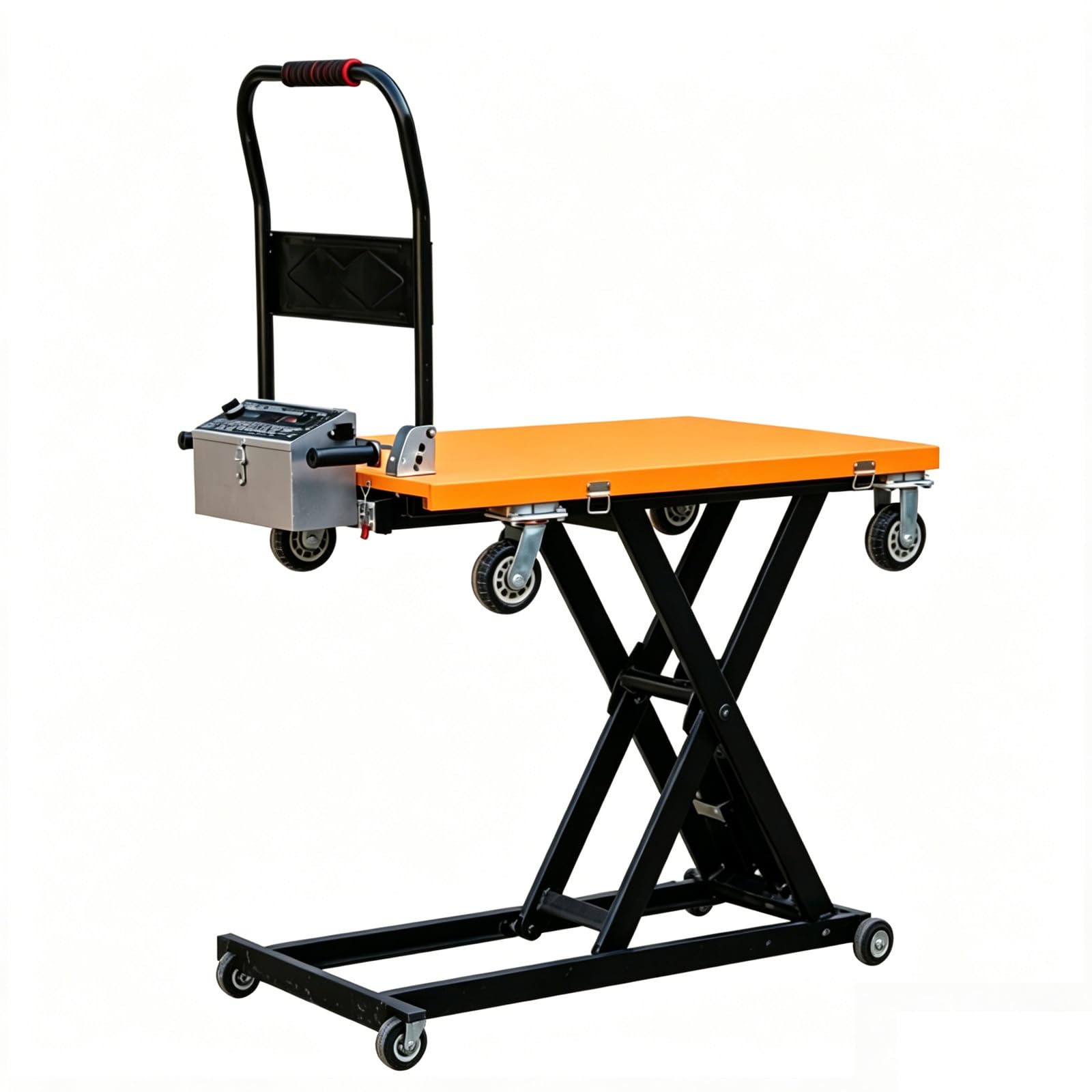 Electric Lift Table Cart, Electric Scissor Lift Table, Portable Electric Lifting Flatbed Handcart for Material Handling (Yellow, 43" Lifting)