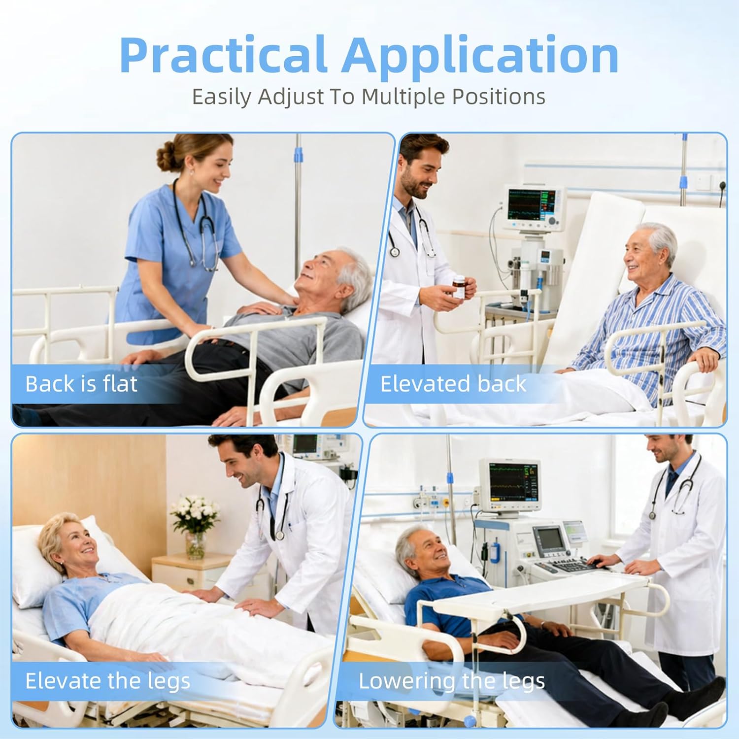 Upgrade 5 Function Full Electric Hospital Bed, Medical Bed with Lateral Tilting for Home Use, Adjustable Hospital Bed with Mattress, Locking Casters, IV Pole