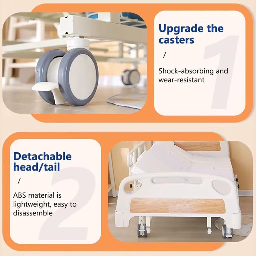 Premium 5 Function Full Electric Hospital Bed with Lateral Tilting for Home Use, Hospital ICU Bed with Fully Adjustable, Remote Control, Quiet Wheels, IV Pole