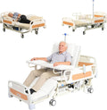 Electric Hospital Bed for Home Use with Auto Side Tilt, Adjustable Medical Bed with Remote Control, Pressure Relief Mattress, IV Pole, Lockable Wheels, 550 lbs Capacity for Elderly Patient Care