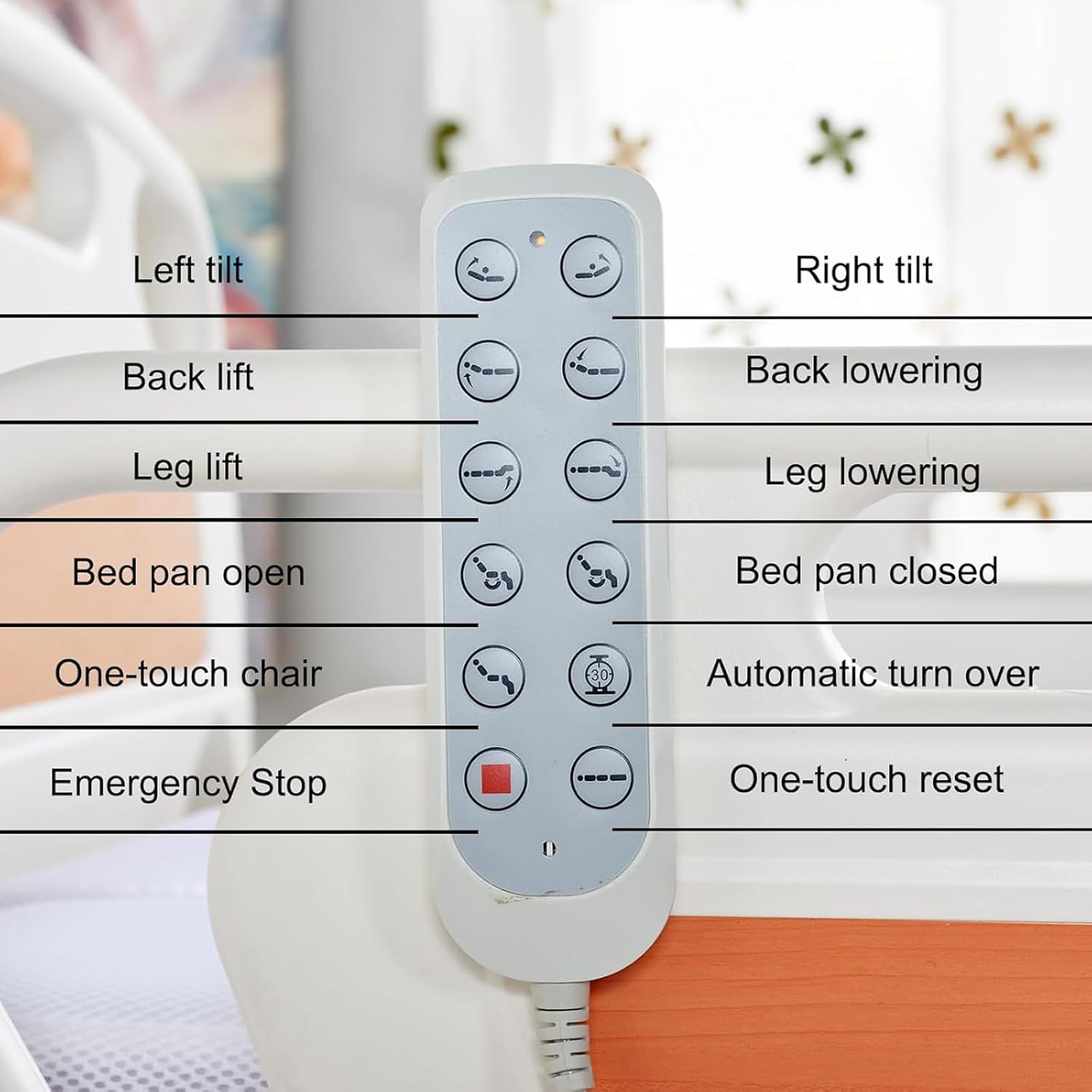 Premium 5 Function Full Electric Hospital Bed with Lateral Tilting for Home Use, Hospital ICU Bed with Fully Adjustable, Remote Control, Quiet Wheels, IV Pole