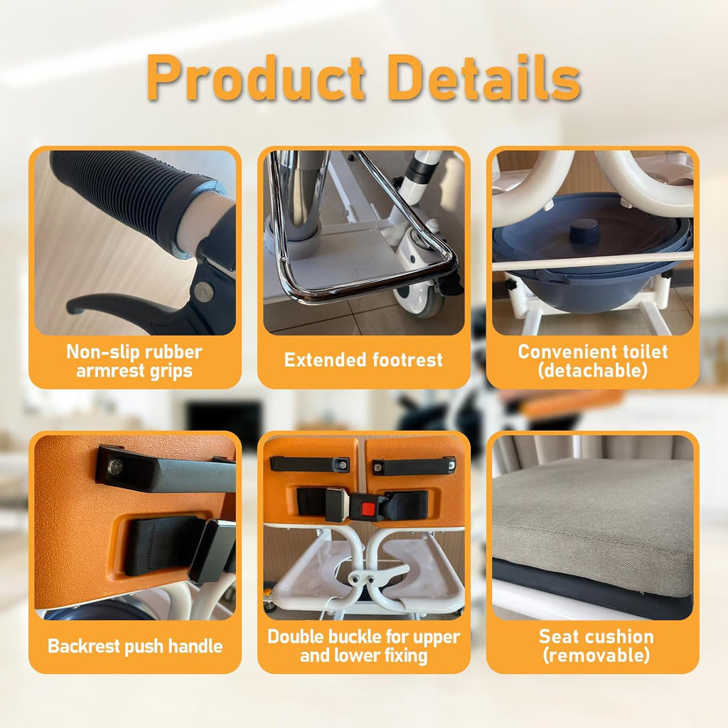 Patient Lift Transfer Chair for Home, Hydraulic Patient Lift Chair with Adjustable Height & 180° Open Design - Home Care Mobility Transfer Chair for Elderly Adults, 330 lb Capacity