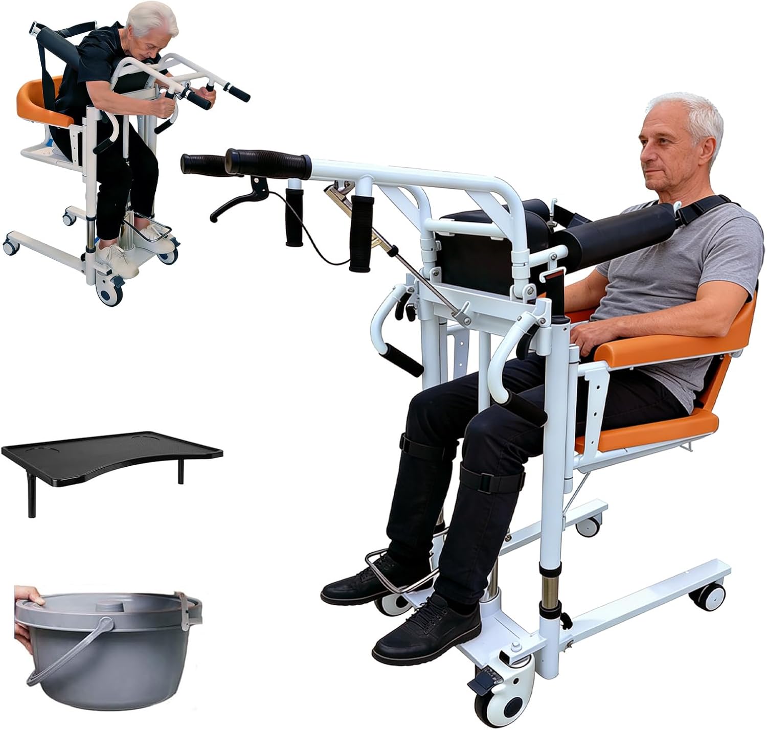 Patient Lift Transfer Chair for Home, Hydraulic Patient Lift Chair with Adjustable Height & 180° Open Design - Home Care Mobility Transfer Chair for Elderly Adults, 330 lb Capacity