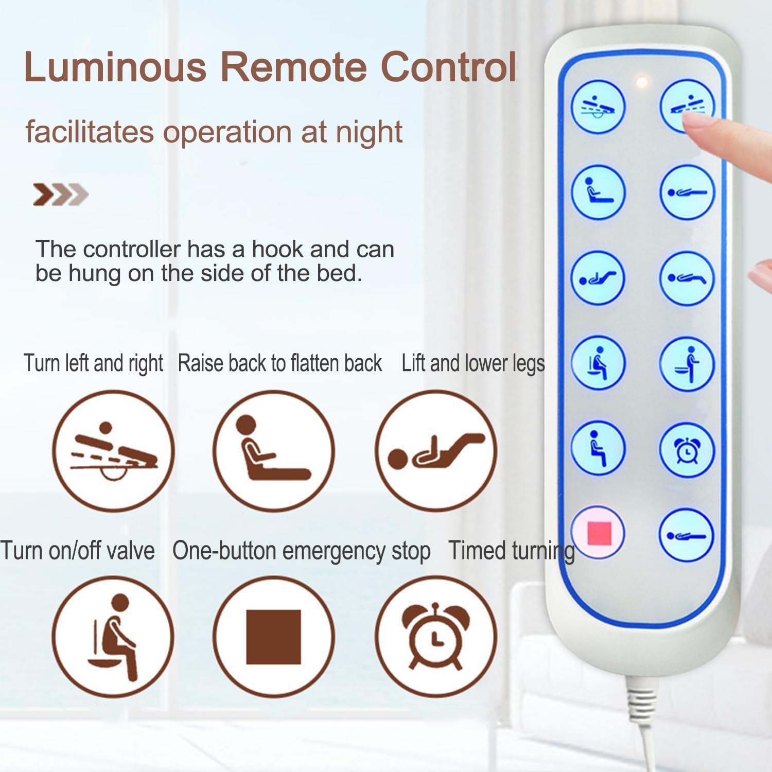 Full Electric Hospital Bed for Home Use – 550 lbs Weight Capacity, Electric Bedpan, Anti-Slip Rails | Remote Control Adjustable Backrest & Legrest for Elderly, Patient Care & Rehabilitation