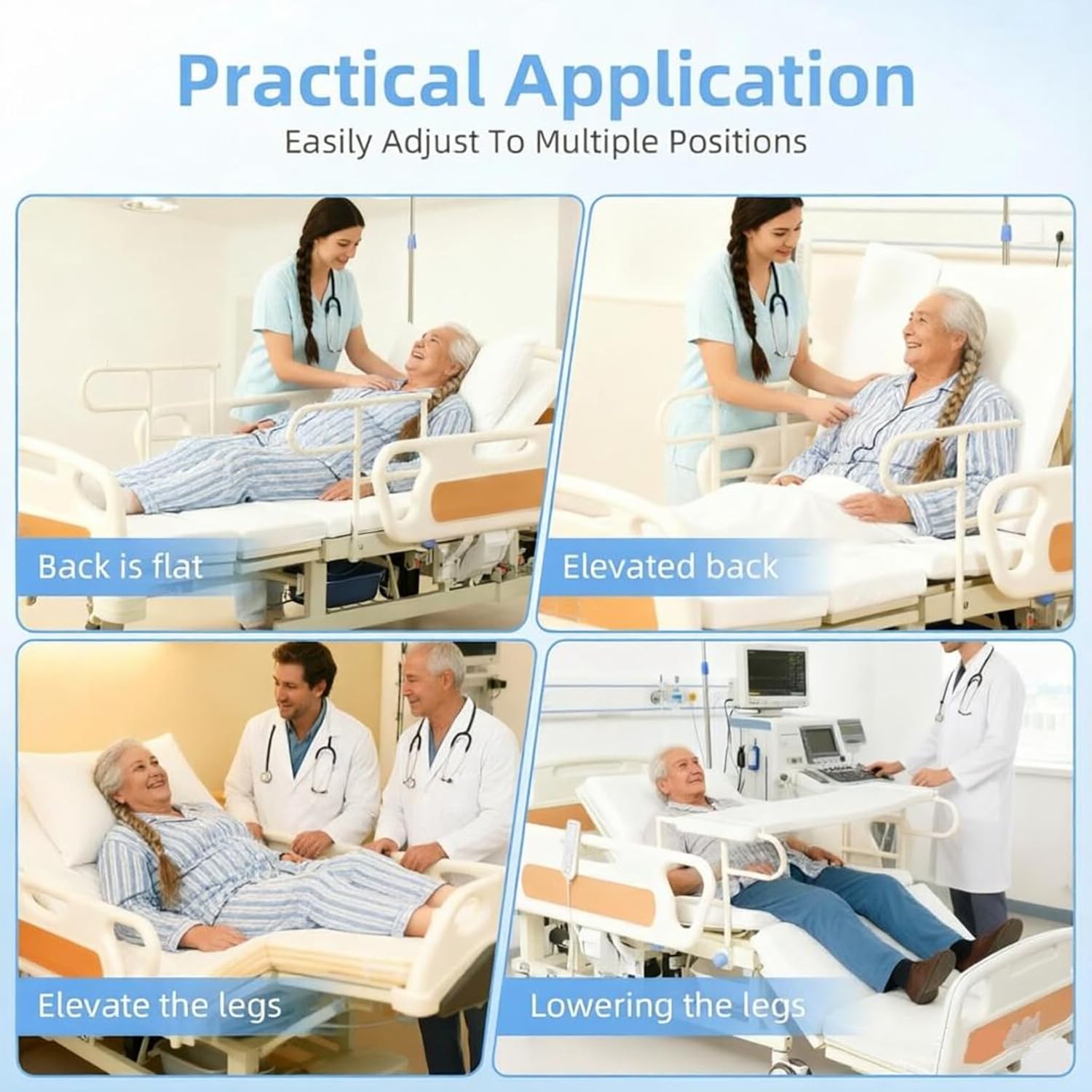 Full Electric Hospital Bed for Home Use – 550 lbs Weight Capacity, Electric Bedpan, Anti-Slip Rails | Remote Control Adjustable Backrest & Legrest for Elderly, Patient Care & Rehabilitation
